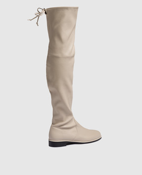 Stuart Weitzman Бежевые кожаные ботфорты Lowland Bold с кулиской SG130