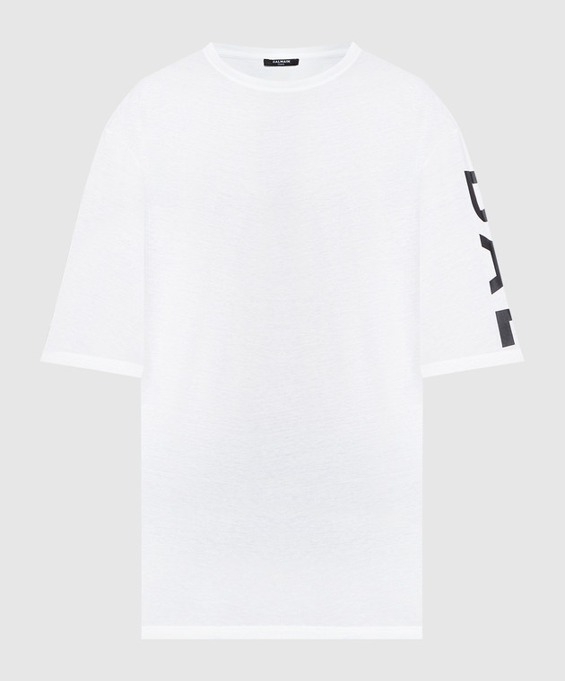Balmain White t-shirt with logo print BH1EH015BB15