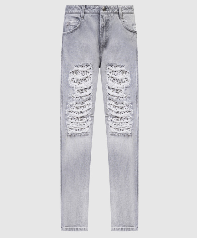 Ermanno Scervino Gray cropped jeans with slits D437P701CTGFV