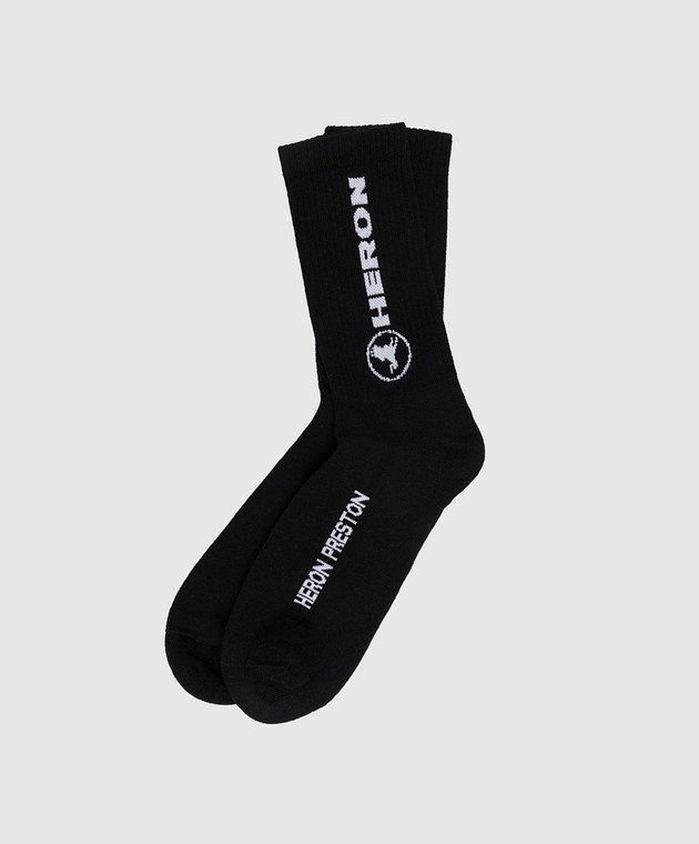 Heron Preston Чорні шкарпетки з контрастним принтом логотипу HWRA008S22KNI002 зображення 2