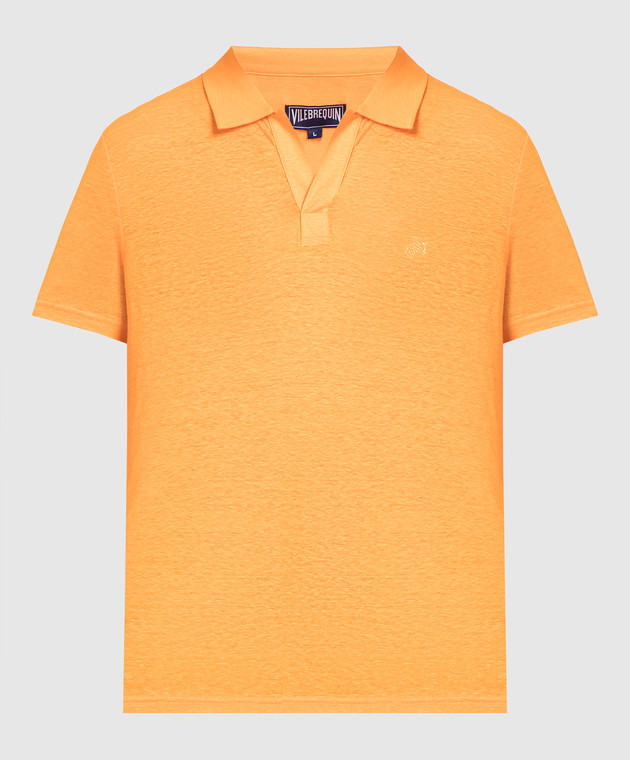 Vilebrequin Pyramid linen polo shirt in orange PYRE9O00