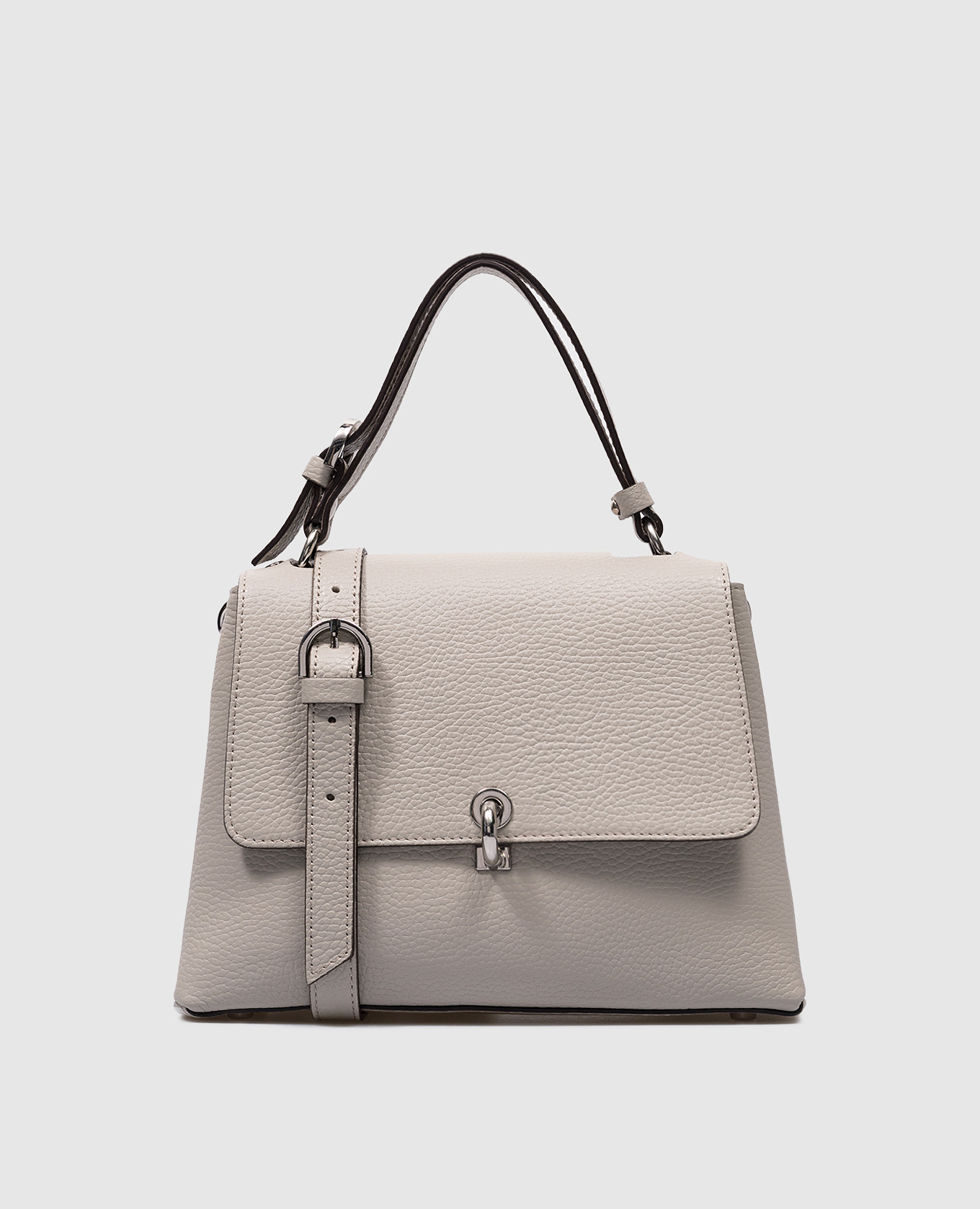 Gray leather trapeze bag