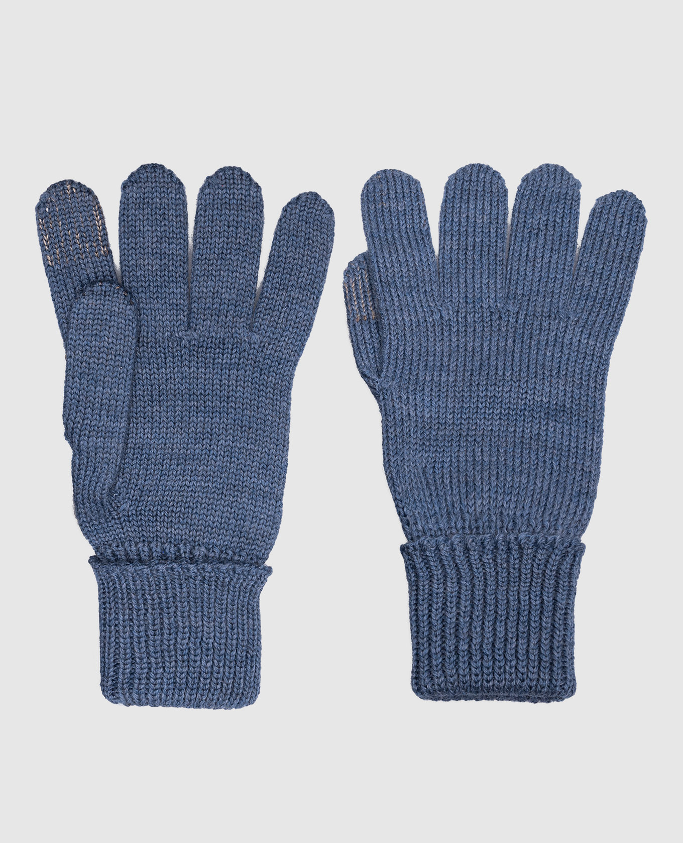 Children's blue gloves made of wool with a logo