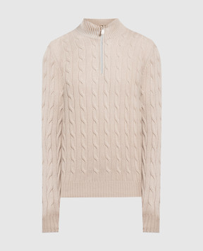 Brunello Cucinelli Бежевый свитер с кашемиром в фактурный узор. M22707204