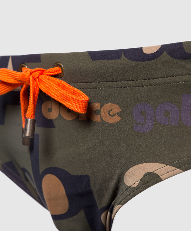 Dolce&Gabbana Khaki swim trunks with logo print M4A09JFSGZO image 3