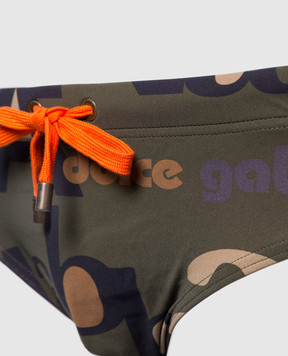 Dolce&Gabbana Плавки кольору хакі з принтом логотипу M4A09JFSGZO