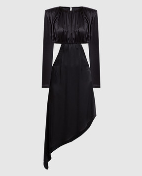 Materiel Чорна сукня міді асиметричного крою MPF23N1832DRBK