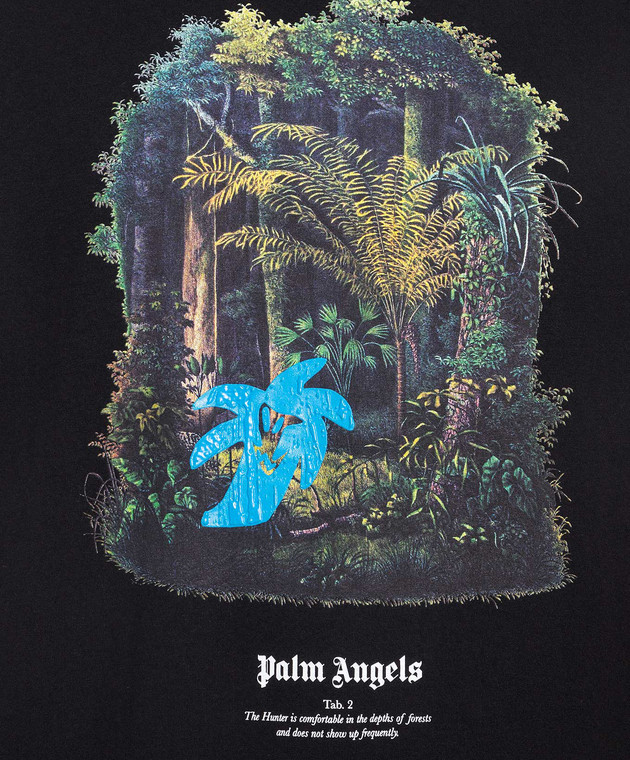 Palm Angels Black t-shirt with Hunting in the forest print PMAA001E23JER004 image 5
