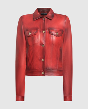 Dolce&Gabbana Червона шкіряна куртка з ефектом потертості F9K98LHULNE