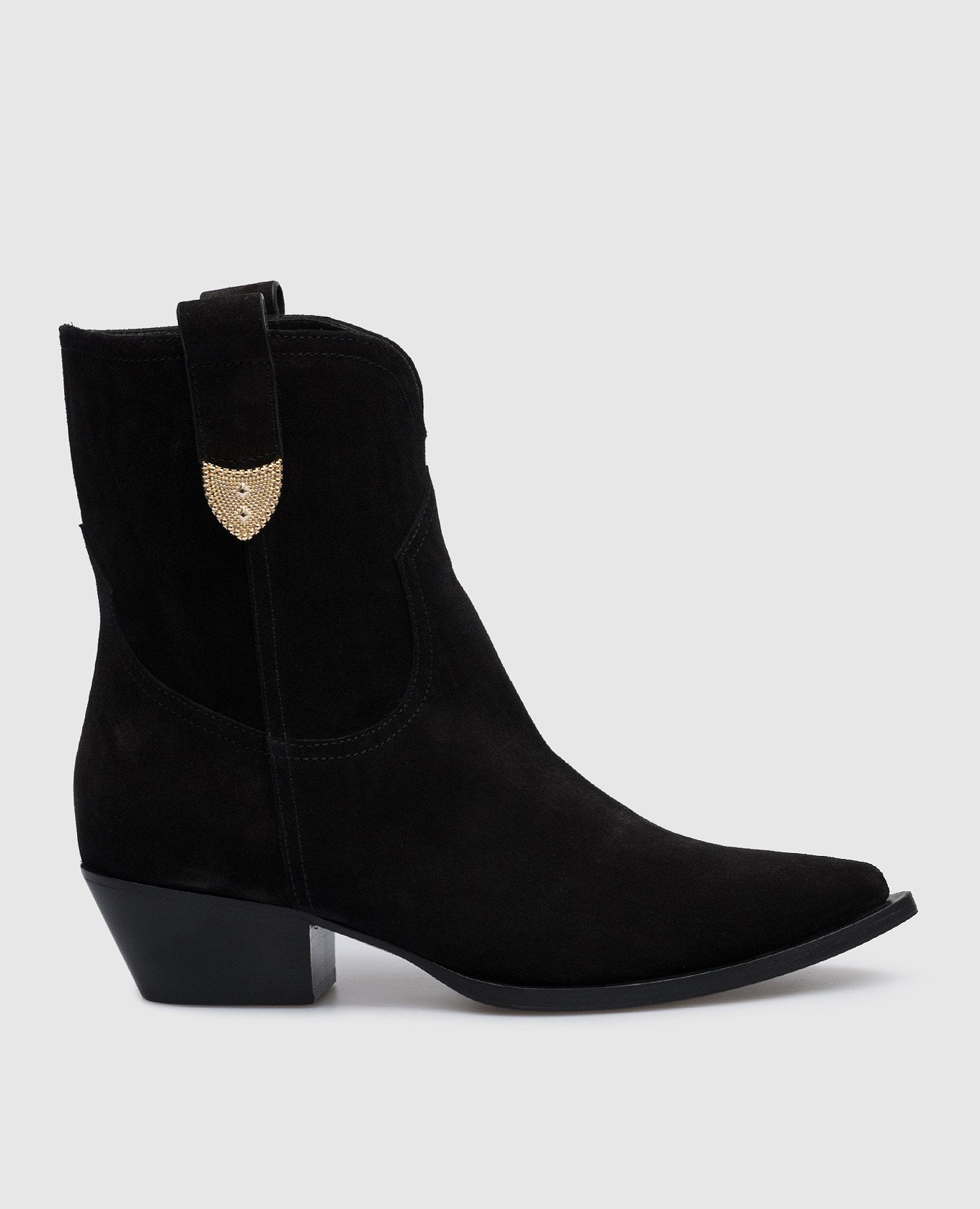 Paris black suede boots with metal details