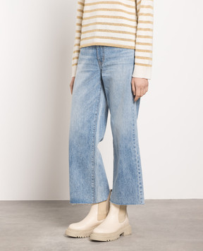SLVRLAKE Голубые джинсы с эффектом потертости Grace Crop AW21GRCC707SCROS