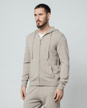 Allude Бежевая спортивная куртка из шерсти и кашемира с эффектом изнанки 23537010