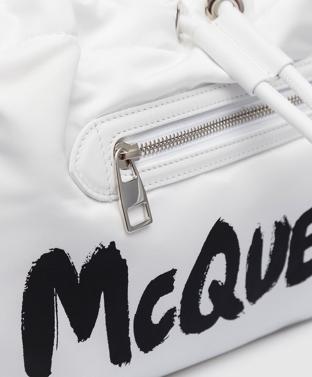Alexander McQueen Біла сумка-кісет Ball Bundle з принтом логотипу McQueen Graffiti 7084401AAI8 зображення 5