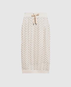 Brunello Cucinelli Бежевая ажурная юбка с пайетками M70572289