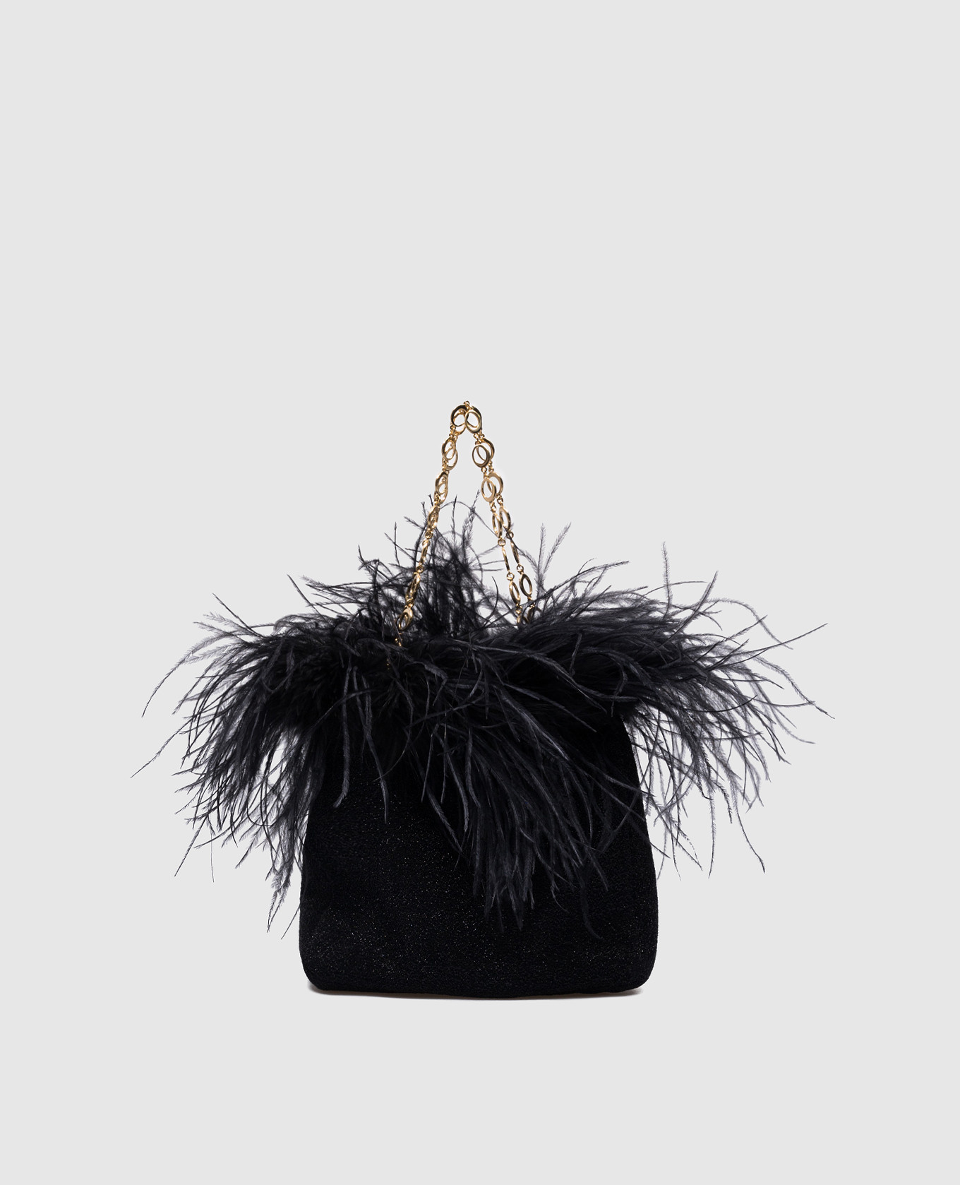 Lumière Plumage black bag with ostrich feathers