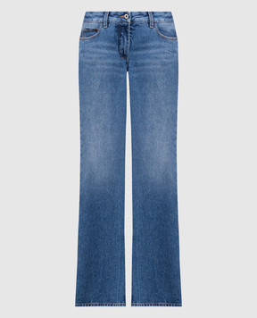Off-White Сині джинси кльош з ефектом потертості OWYA061F23DEN001