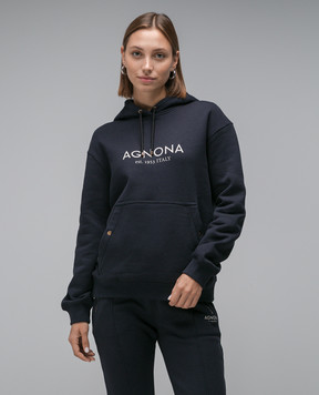 Agnona Синие худи с принтом логотипа TN0601YY2047