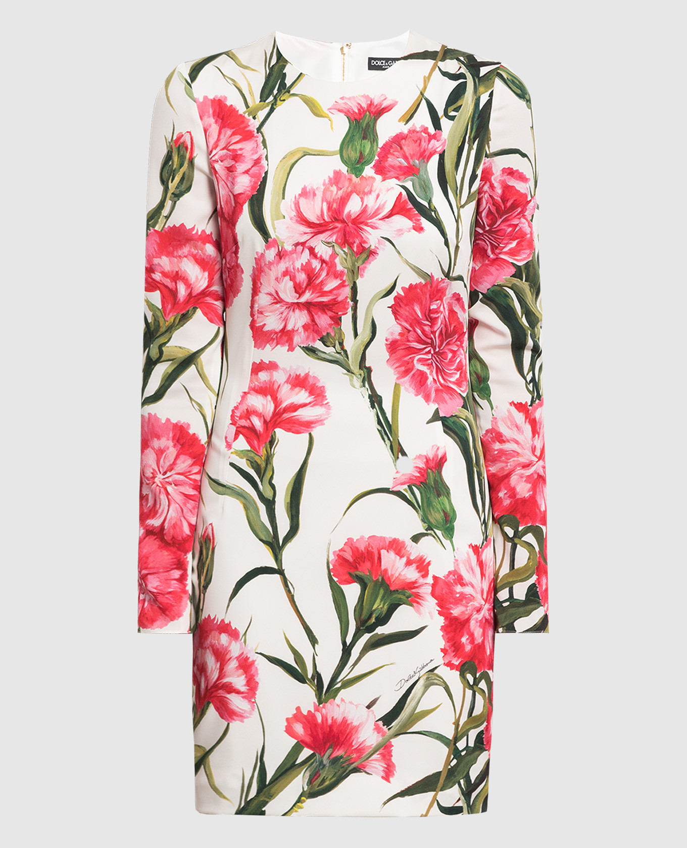 

Белое платье мини из шелка с принтом Гвоздики, Белый, Повседневные платья