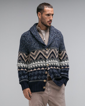 Brunello Cucinelli Синий кардиган из кашемира с узором. M22300206