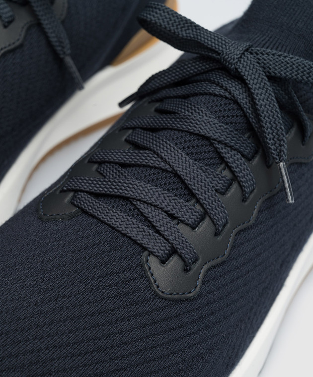 Brunello Cucinelli Синие кроссовки из шерсти MZUWLBO253 изображение 5