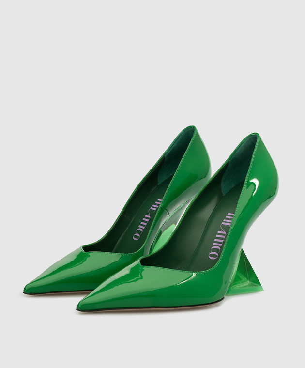 The Attico Green patent leather Cheope pumps with curved heels 236WS509L081 image 2