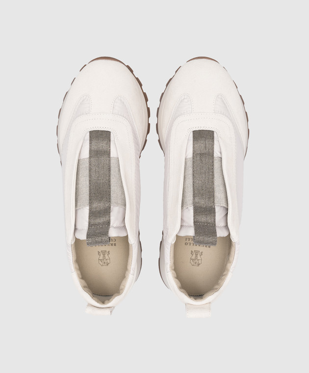 Brunello Cucinelli Серые комбинированные кроссовки с цепочкой мониль MZSFG2127 изображение 4