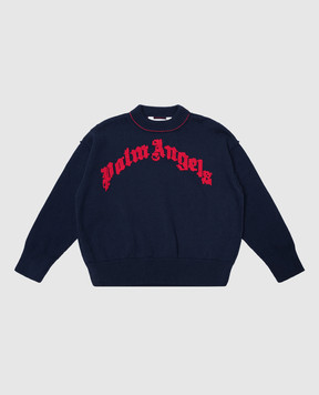 Palm Angels Детский синий свитер с вышивкой логотипа PBHE001S24KNI002812