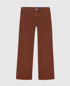 Stefano Ricci Детские коричневые джинсы с вышивкой логотипа YST84000301299