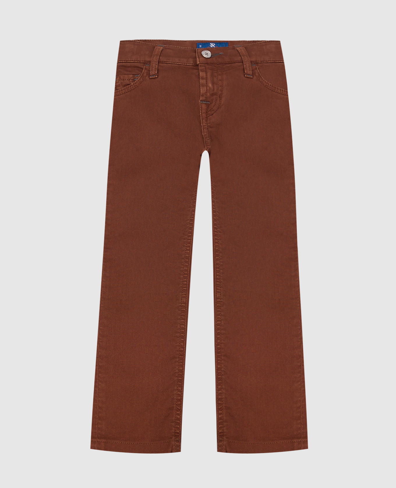 Children's brown jeans with logo embroidery