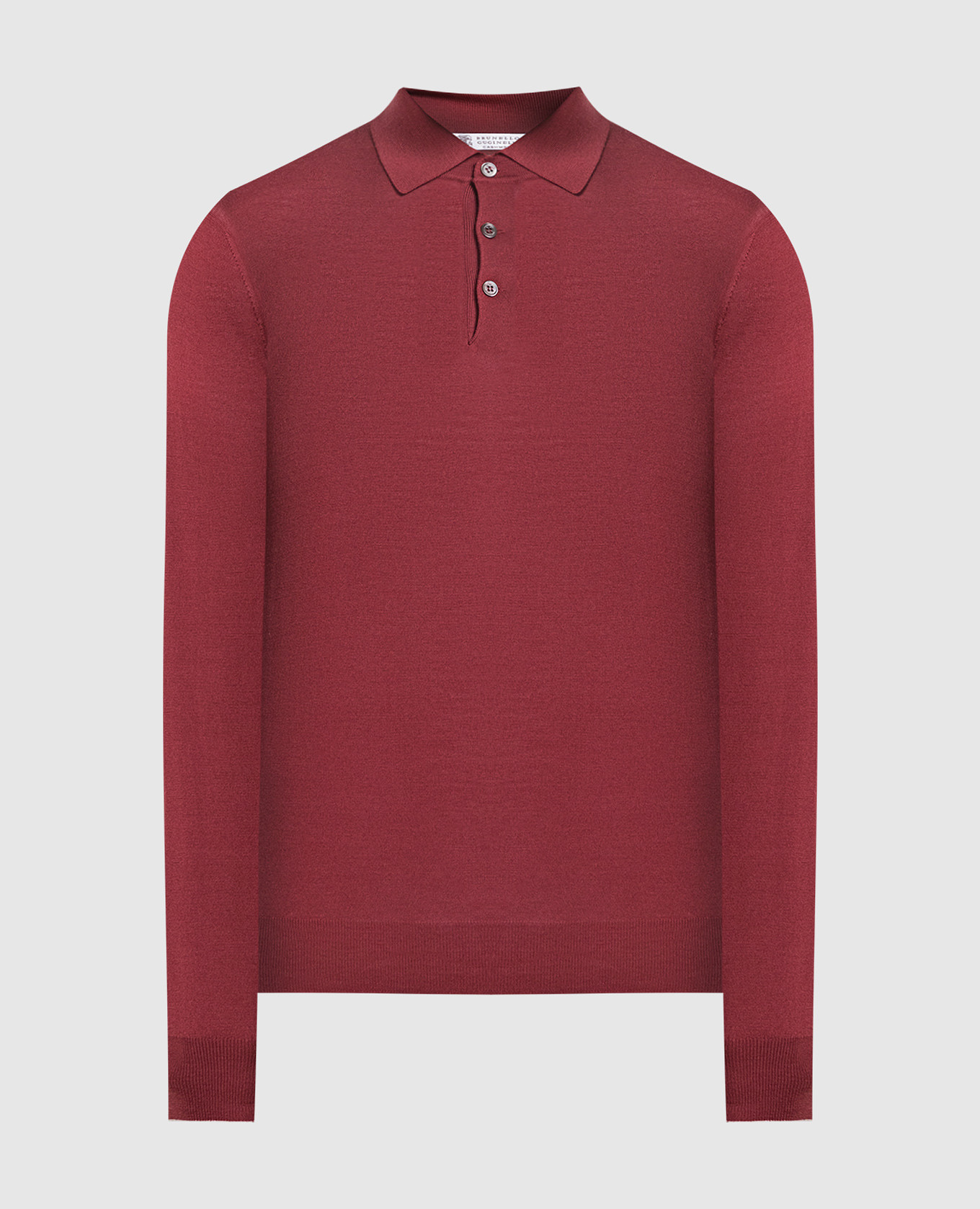 Burgundy wool and cashmere polo shirt