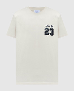 Off-White Бежева футболка з вишивкою 23 Logo OMAA027S24JER005