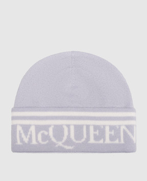 Alexander McQueen Purple wool cap with logo 7304303206Q