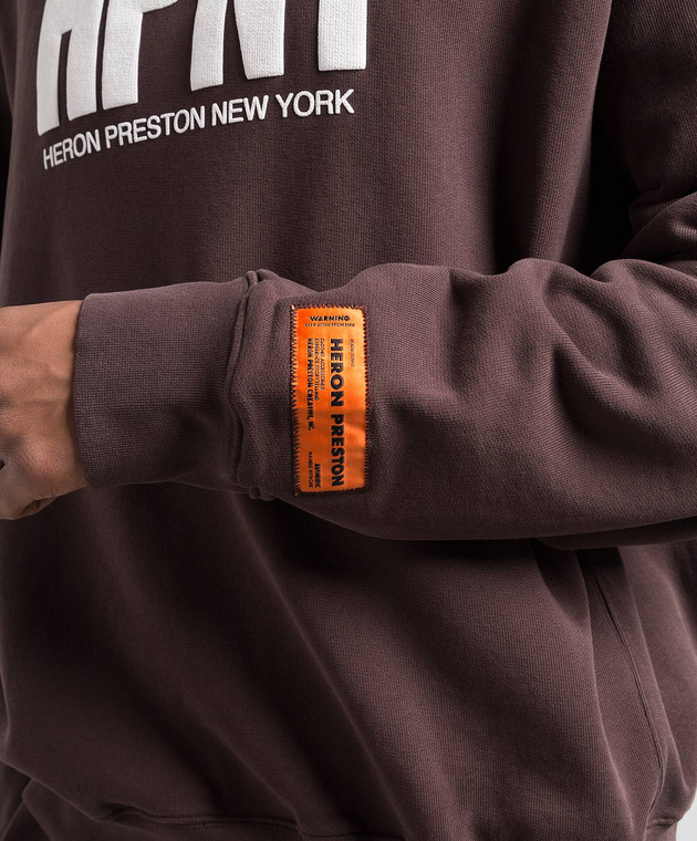 Heron Preston Коричневый свитшот с принтом логотипа HPNY HMBA020F23JER001 изображение 5