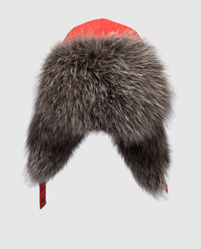 Yves Salomon Червона шапка-вушанка з хутром лисиці 23WFA016XXM12W