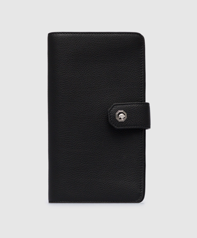 Stefano Ricci Чорний шкіряний гаманець із металевим логотипом PP366PMR