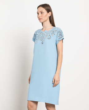 Ermanno Scervino Блакитна сукня міні з вишивкою рішельє D422Q359LILM