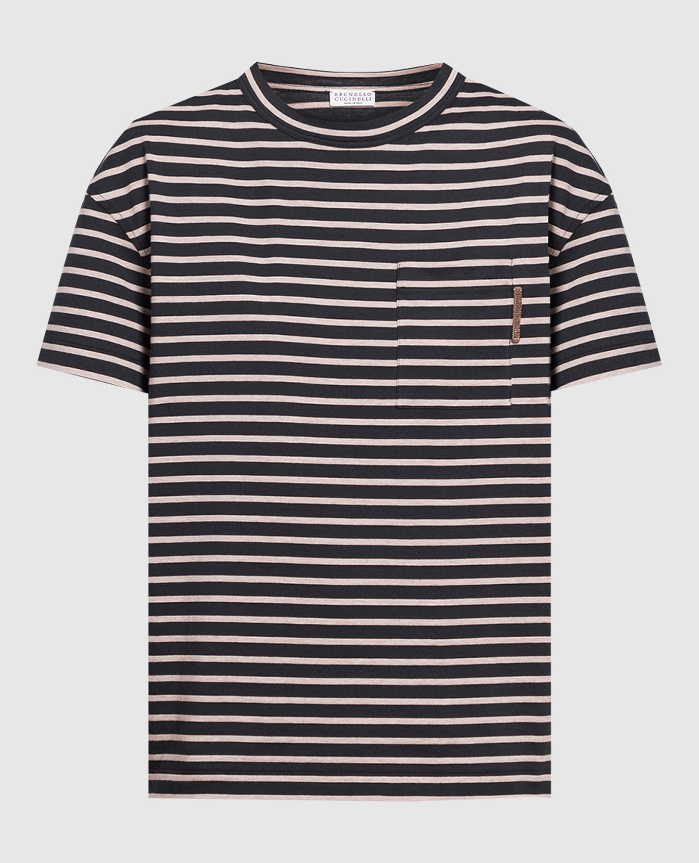 

Футболка в полоску с цепочкой мониль, Черный, Футболки