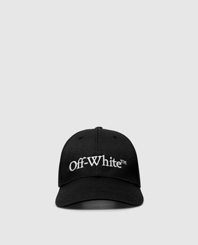Off-White Чорна кепка з контрастною вишивкою логотипа OMLB052C99FAB001
