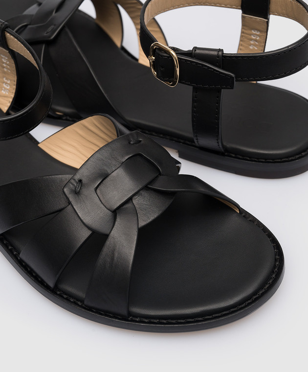 Doucal's Black leather sandals DD8644BETTUF073 изображение 5