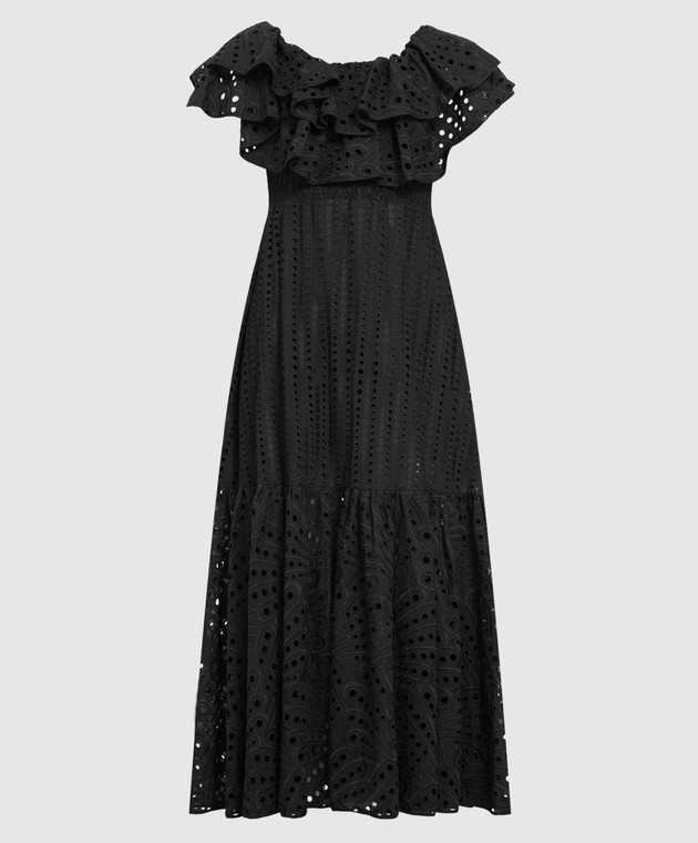 Charo Ruiz Чорне плаття Isabella з вишивкою бродері англіз 223621