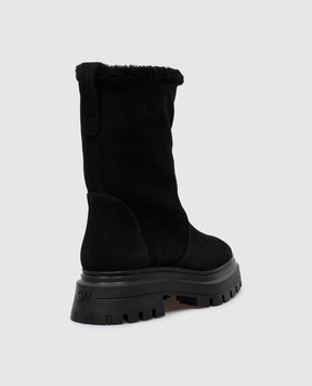 Stuart Weitzman Чорні замшеві черевики Bodfrd Chill Moto на хутрі SG504