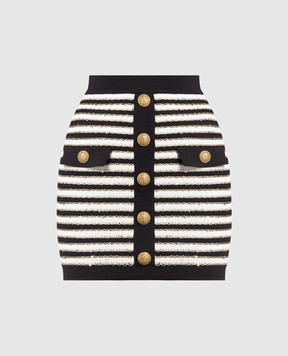 Balmain Striped pencil skirt with sequins AF1LB290KD73
