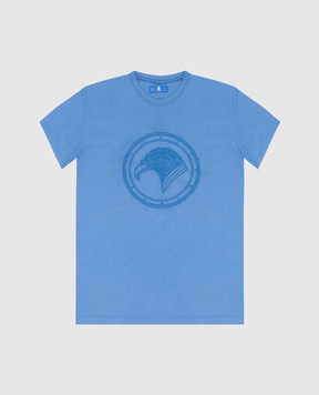 Stefano Ricci Детская светло-синяя футболка с вышивкой эмблемы YNH8400010803