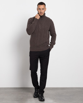 Cashmere&Whiskey Коричневый свитер из кашемира в фактурный узор. MU8821305341LO