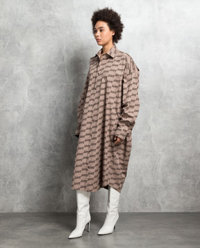 Balenciaga Коричневое платье-рубашка в логотип 755491TML36