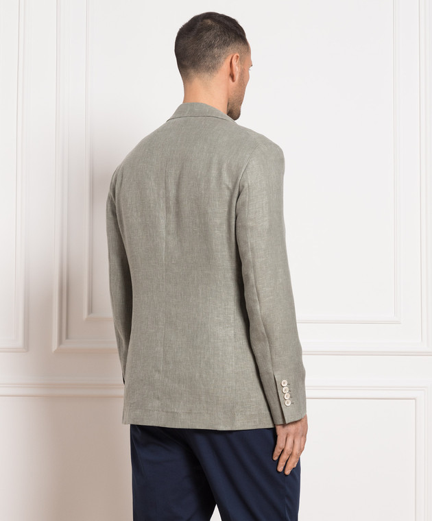 Brunello Cucinelli Green linen, wool and silk blazer MD4957BTD изображение 4