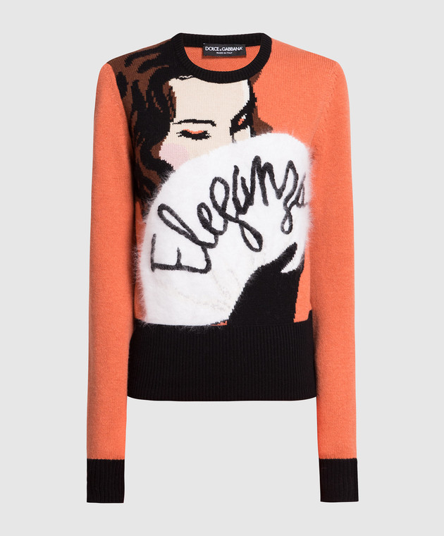 Dolce&Gabbana Orange sweater made of cashmere and wool with a pattern FX601TJAMJ5