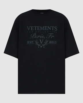 Vetements Черная футболка с принтом UE64TR450B