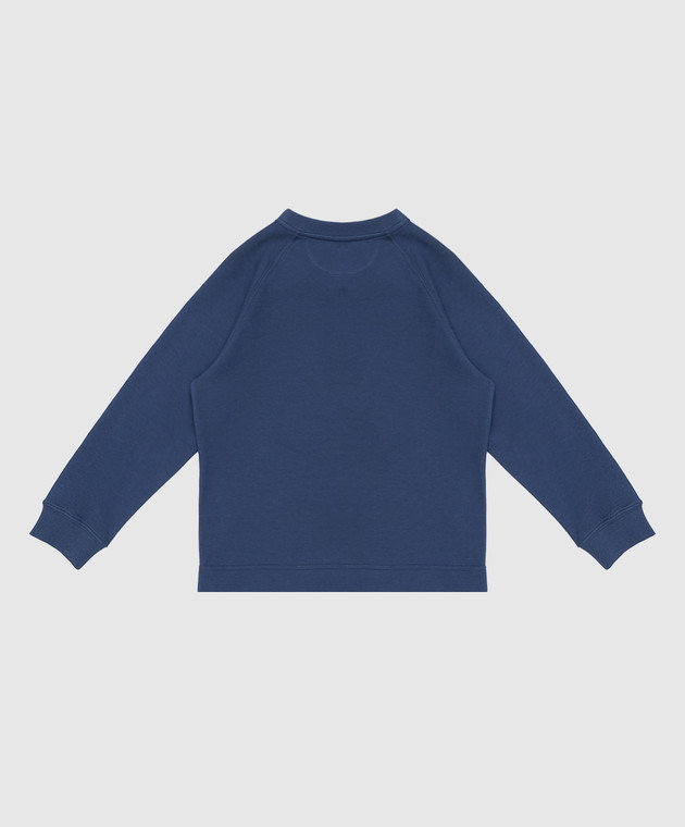 Brunello Cucinelli Children's blue sweatshirt with monogram logo embroidery B0T35E146C image 2