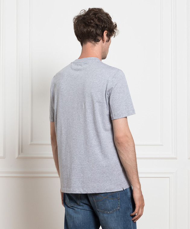 Brunello Cucinelli Серая футболка с принтом логотипа M0T718462 изображение 4